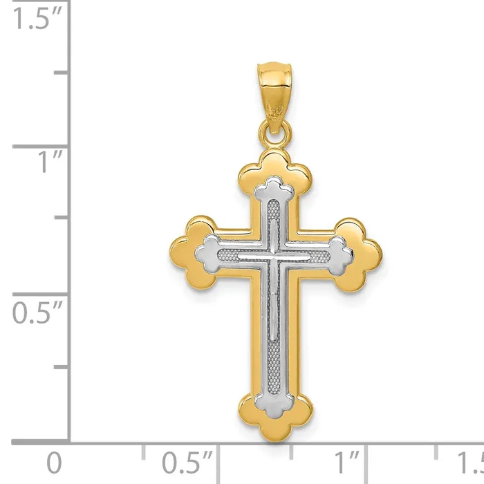 14k Twotone Budded Cross Pendant TreasureFineJewelers Rings