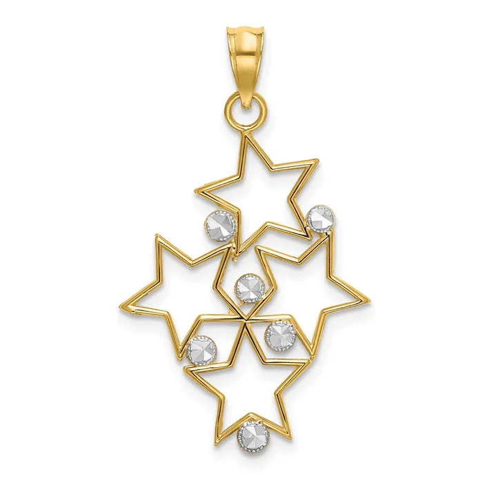 14K wRhodium Diamondcut Star Cluster Charm TreasureFineJewelers Charm Necklaces 14K wRhodium Diamondcut Star Cluster Charm TreasureFineJewelers Charm Necklaces