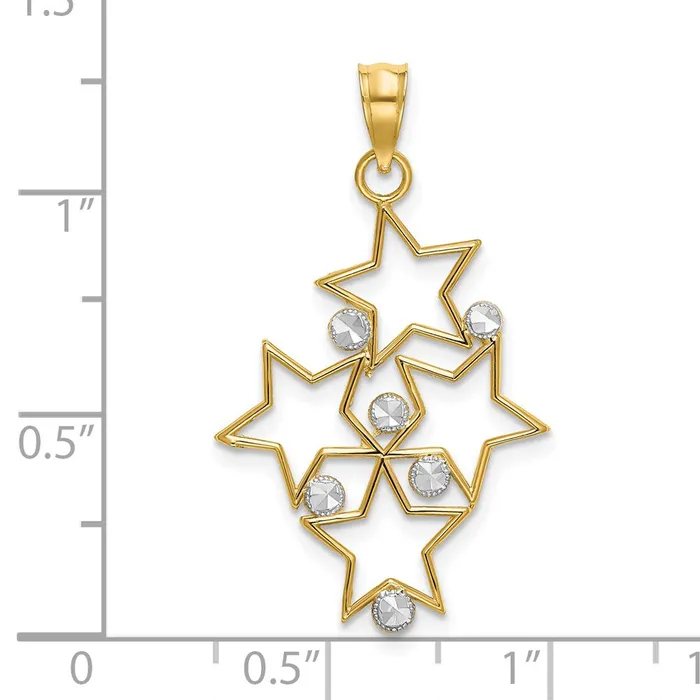 14K wRhodium Diamondcut Star Cluster Charm TreasureFineJewelers Charm Necklaces