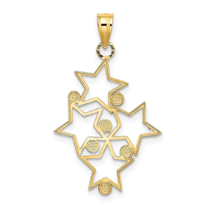 14K wRhodium Diamondcut Star Cluster Charm TreasureFineJewelers Charm Necklaces
