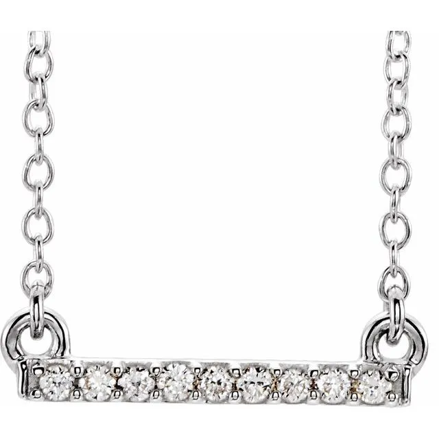 14K White 07 CTW Petite Diamond Bar 1618 Necklace TreasureFineJewelers Necklaces 14K White 07 CTW Petite Diamond Bar 1618 Necklace TreasureFineJewelers Necklaces