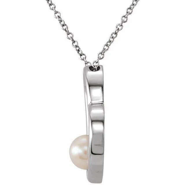 14K White Freshwater Cultured Pearl Heart 18 Necklace TreasureFineJewelers Necklaces