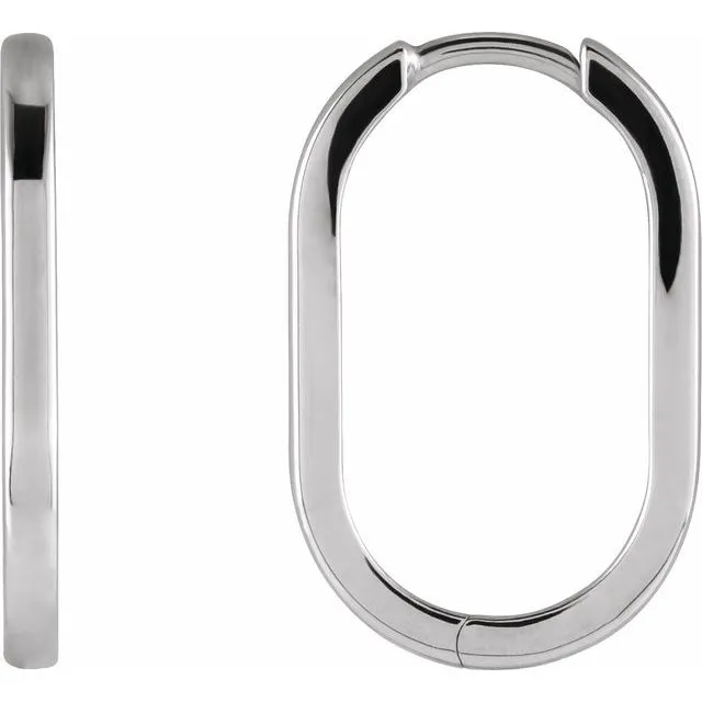 14K White Gold 20 mm Elongated Oval Huggie Hoop Earrings TreasureFineJewelers Earrings 14K White Gold 20 mm Elongated Oval Huggie Hoop Earrings TreasureFineJewelers Earrings