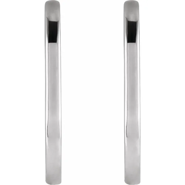 14K White Gold 20 mm Elongated Oval Huggie Hoop Earrings TreasureFineJewelers Earrings
