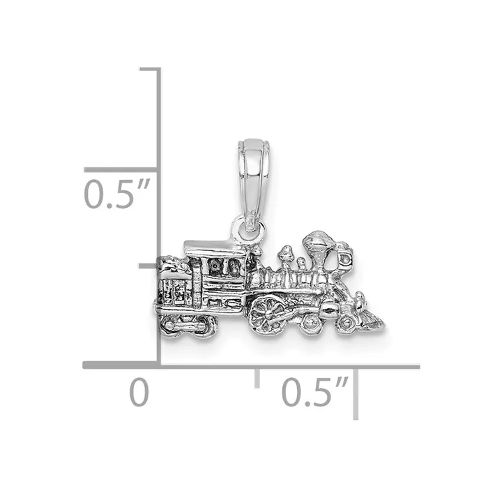 14K White Gold 3D Miniature Train Charm TreasureFineJewelers Charm Necklaces