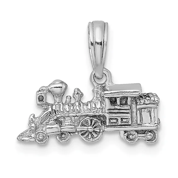 14K White Gold 3D Miniature Train Charm TreasureFineJewelers Charm Necklaces