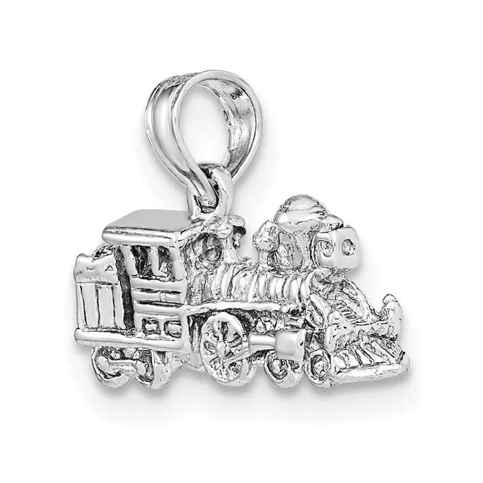 14K White Gold 3D Miniature Train Charm TreasureFineJewelers Charm Necklaces