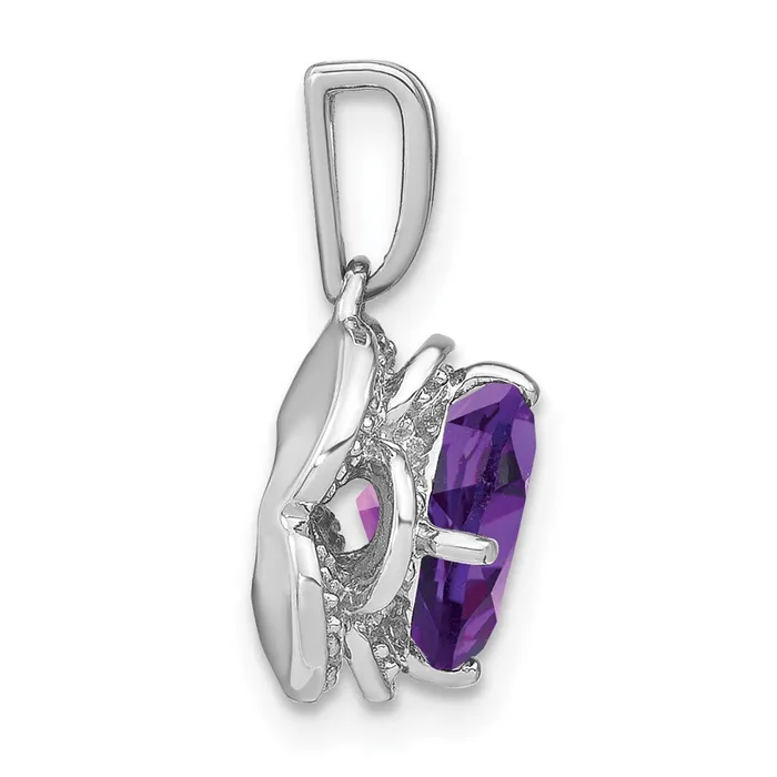 14k White Gold Cushion Amethyst and Diamond Pendant TreasureFineJewelers Necklaces