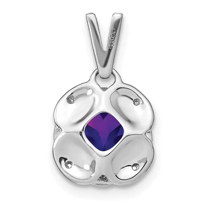 14k White Gold Cushion Amethyst and Diamond Pendant TreasureFineJewelers Necklaces