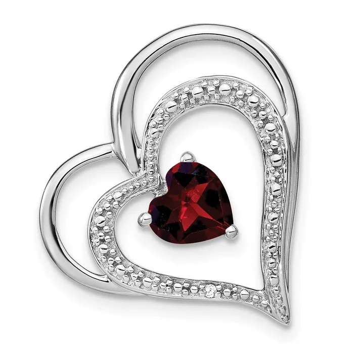 14k White Gold Garnet and Diamond Heart Chain Slide TreasureFineJewelers Necklaces 14k White Gold Garnet and Diamond Heart Chain Slide TreasureFineJewelers Necklaces