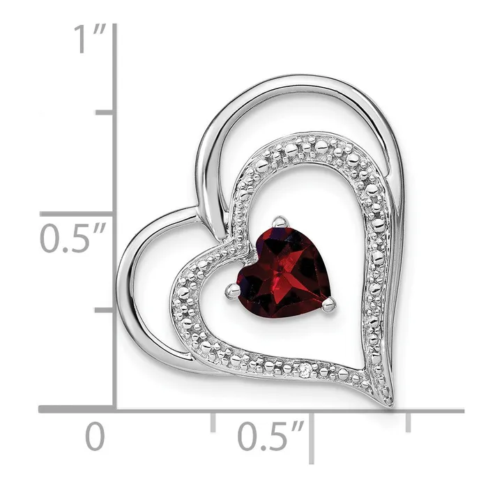 14k White Gold Garnet and Diamond Heart Chain Slide TreasureFineJewelers Necklaces