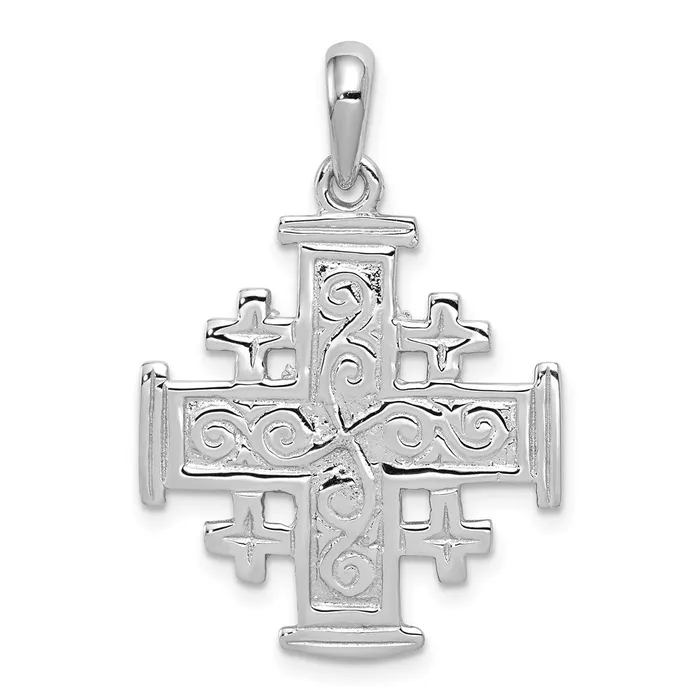 14k White Gold Jerusalem Cross Pendant TreasureFineJewelers Necklaces