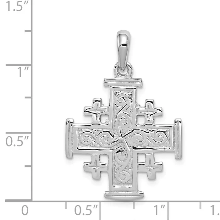 14k White Gold Jerusalem Cross Pendant TreasureFineJewelers Necklaces