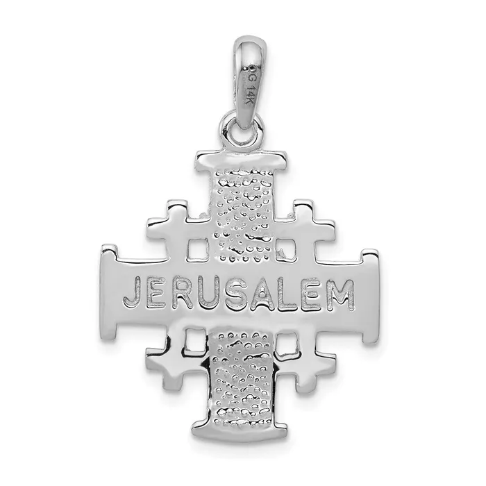 14k White Gold Jerusalem Cross Pendant TreasureFineJewelers Necklaces