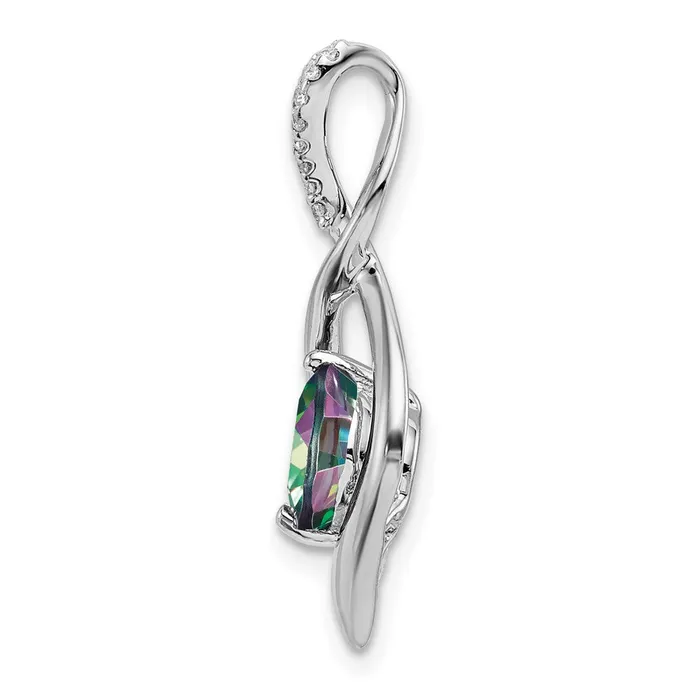 14k White Gold Mystic Fire Topaz and Diamond Pendant TreasureFineJewelers Necklaces