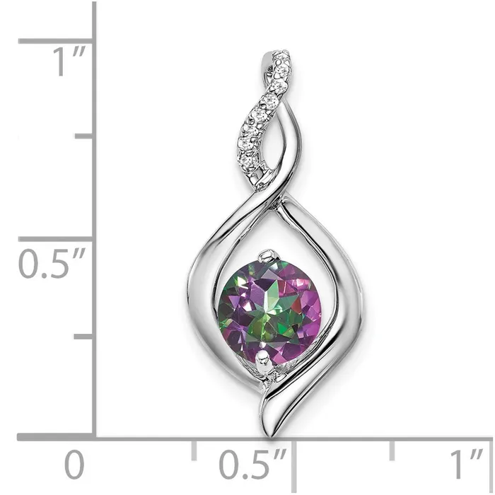 14k White Gold Mystic Fire Topaz and Diamond Pendant TreasureFineJewelers Necklaces