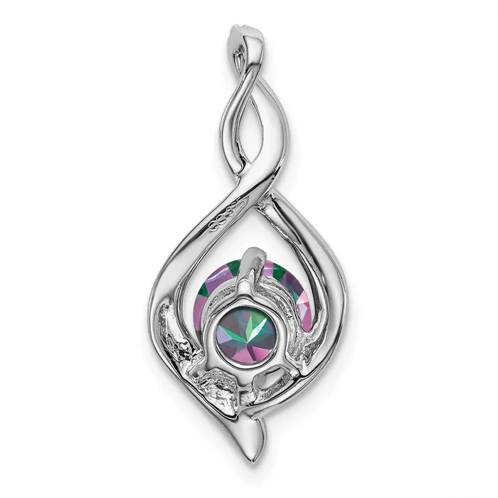14k White Gold Mystic Fire Topaz and Diamond Pendant TreasureFineJewelers Necklaces