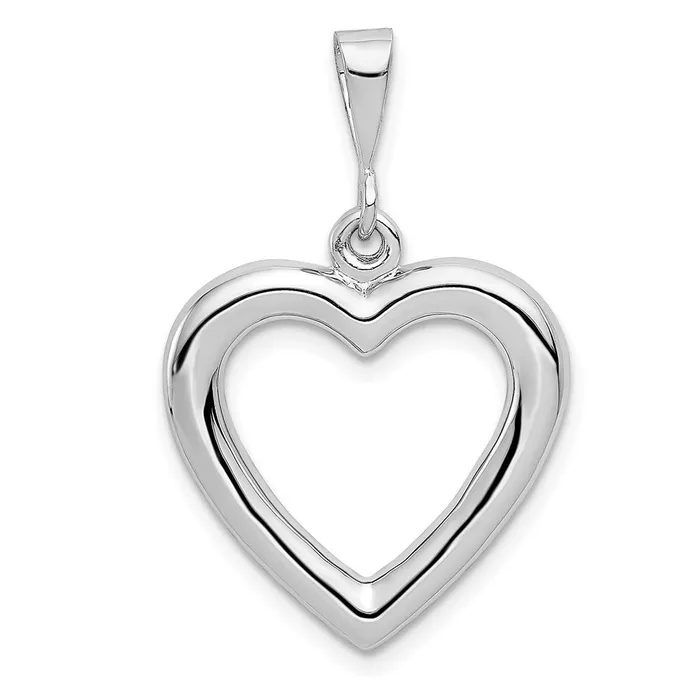 14k White Gold Solid Polished Heart Pendant TreasureFineJewelers Necklaces 14k White Gold Solid Polished Heart Pendant TreasureFineJewelers Necklaces