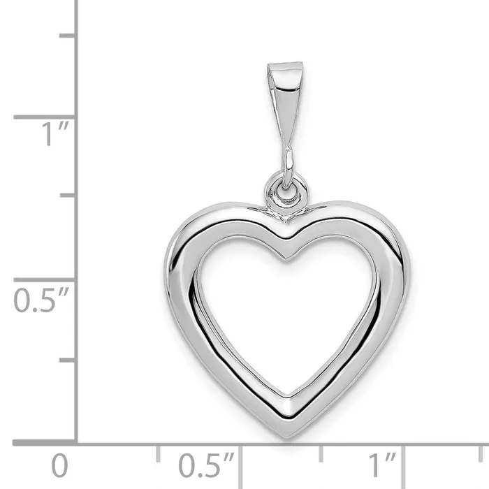 14k White Gold Solid Polished Heart Pendant TreasureFineJewelers Necklaces