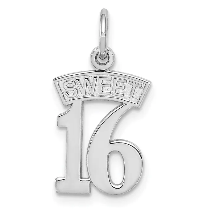 14k White Gold SWEET 16 Charm TreasureFineJewelers Charm Necklaces