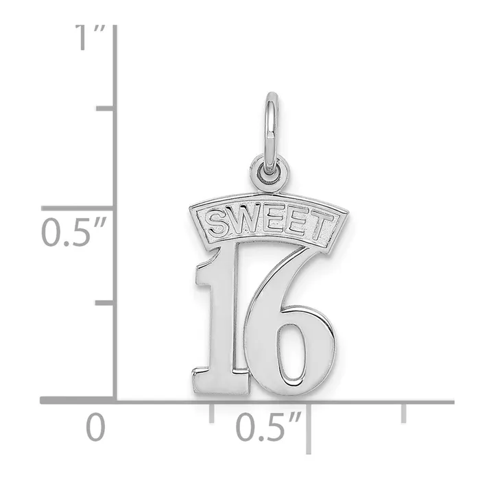 14k White Gold SWEET 16 Charm TreasureFineJewelers Charm Necklaces