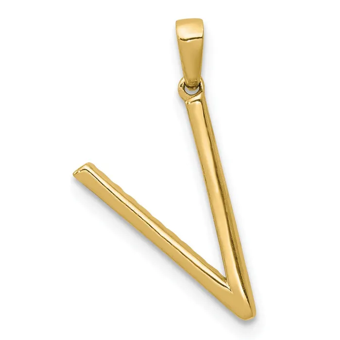 14k Yellow Gold Diamond Letter V Initial Pendant TreasureFineJewelers Necklaces