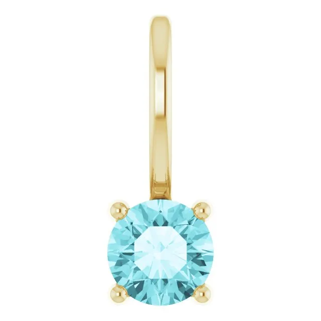 14K Yellow Gold Imitation Blue Zircon Solitaire CharmPendant TreasureFineJewelers Charm Necklaces 14K Yellow Gold Imitation Blue Zircon Solitaire CharmPendant TreasureFineJewelers Charm Necklaces