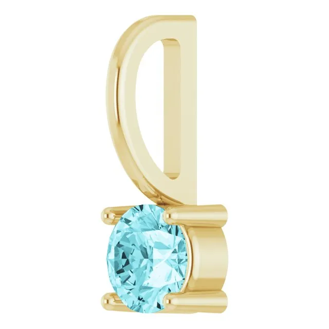 14K Yellow Gold Imitation Blue Zircon Solitaire CharmPendant TreasureFineJewelers Charm Necklaces