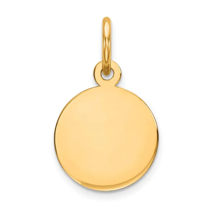 14k Yellow Gold Plain 018 Gauge Circular Engravable Disc Charm TreasureFineJewelers Charm Necklaces