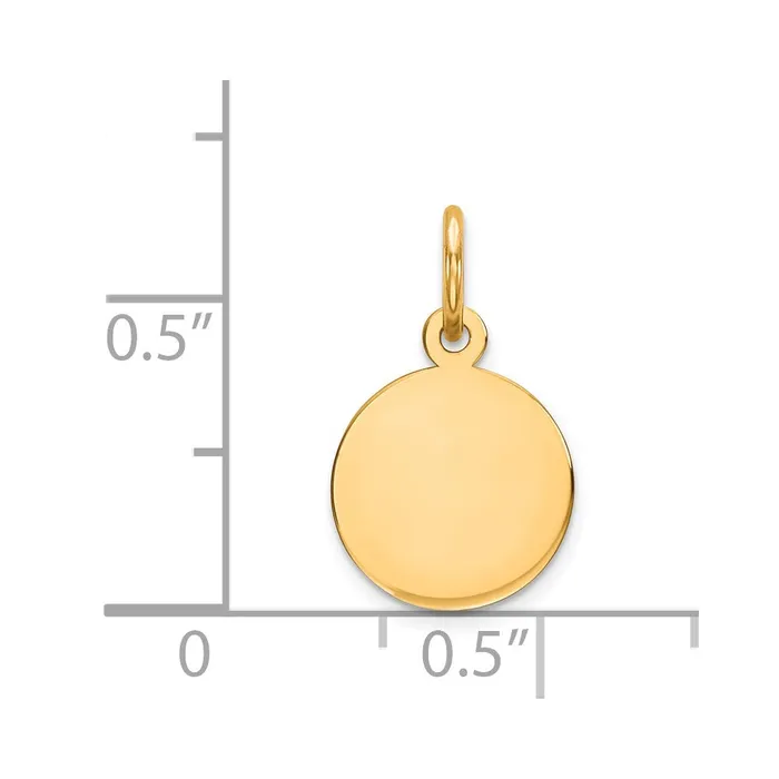 14k Yellow Gold Plain 018 Gauge Circular Engravable Disc Charm TreasureFineJewelers Charm Necklaces