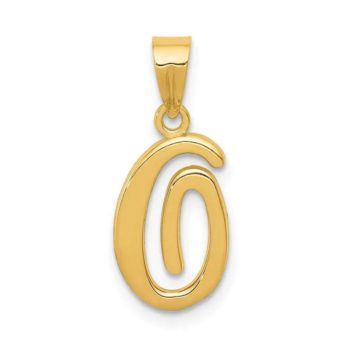14k Yellow Gold Script Letter O Initial Pendant TreasureFineJewelers Necklaces 14k Yellow Gold Script Letter O Initial Pendant TreasureFineJewelers Necklaces