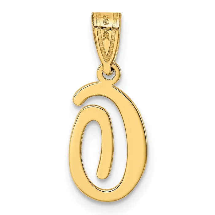 14k Yellow Gold Script Letter O Initial Pendant TreasureFineJewelers Necklaces