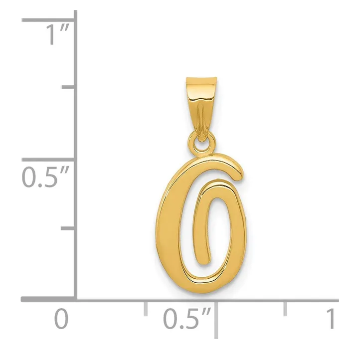 14k Yellow Gold Script Letter O Initial Pendant TreasureFineJewelers Necklaces