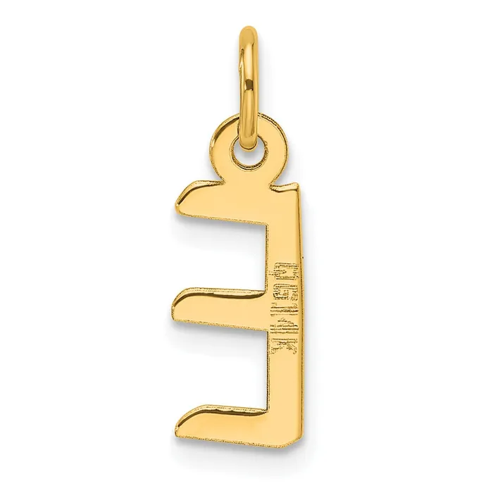 14k Yellow Gold Slanted Block Letter E Initial Charm TreasureFineJewelers Charm Necklaces
