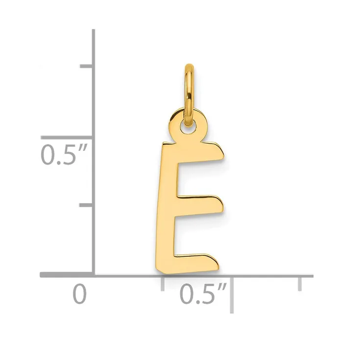 14k Yellow Gold Slanted Block Letter E Initial Charm TreasureFineJewelers Charm Necklaces