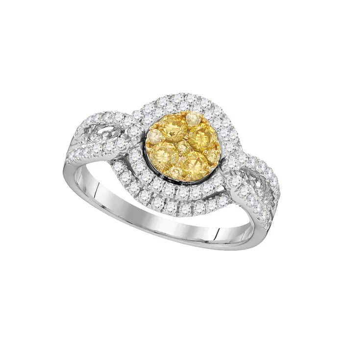 14kt white gold womens round yellow diamond cluster bridal wedding engagement ring 1 110 cttw109457 North Arrow Shop Rings 14kt white gold womens round yellow diamond cluster bridal wedding engagement ring 1 110 cttw109457 North Arrow Shop Rings