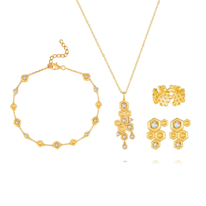 Bracelets Honeycomb With Honey Ring Earrings Necklaces Bracelet Jewelry Sets designed by LifeWithMaK Trendolla Jewelry Bracelets Honeycomb With Honey Ring Earrings Necklaces Bracelet Jewelry Sets designed by LifeWithMaK Trendolla Jewelry