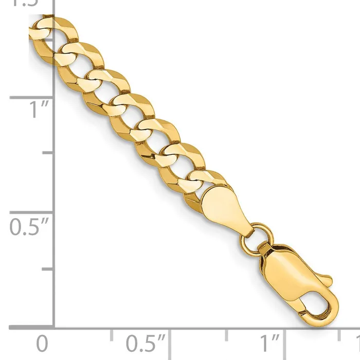 Bracelets TreasureFineJewelers 14K 7 inch 47mm Lightweight Flat Cuban with Lobster Clasp Bracelet