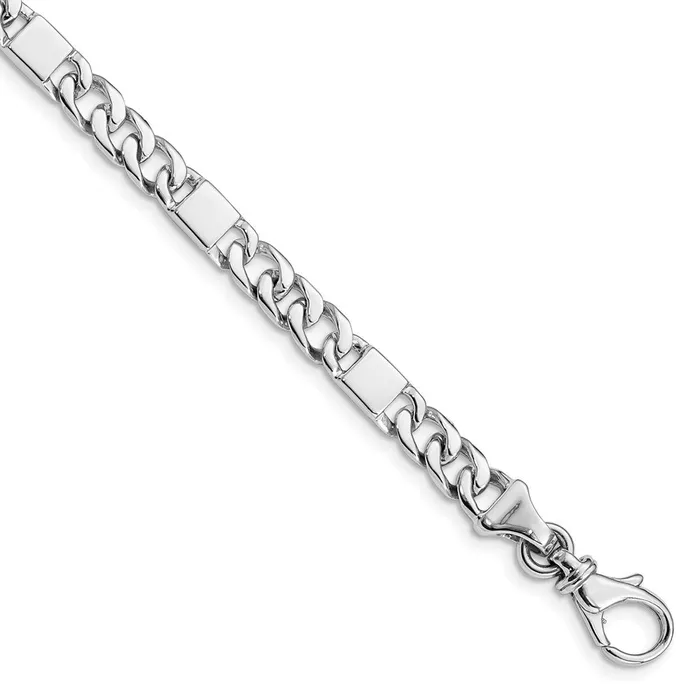 Bracelets TreasureFineJewelers 14k White Gold 56mm Hand Polished Fancy Link with Fancy Lobster Clasp Bracelet