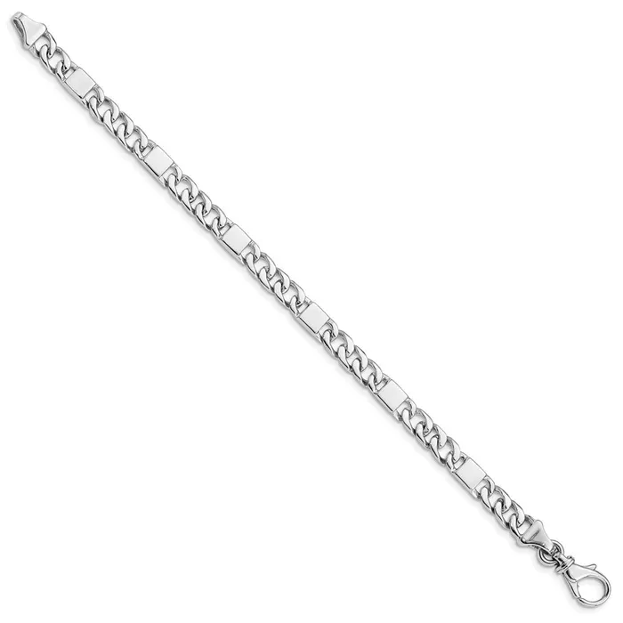 Bracelets TreasureFineJewelers 14k White Gold 56mm Hand Polished Fancy Link with Fancy Lobster Clasp Bracelet