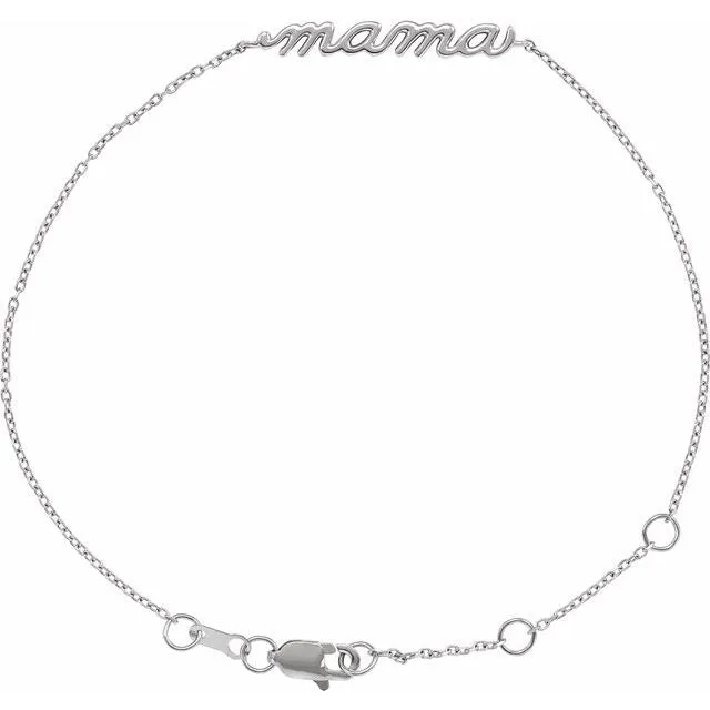 Bracelets TreasureFineJewelers 14K White Gold Mama 6 127 12 Bracelet