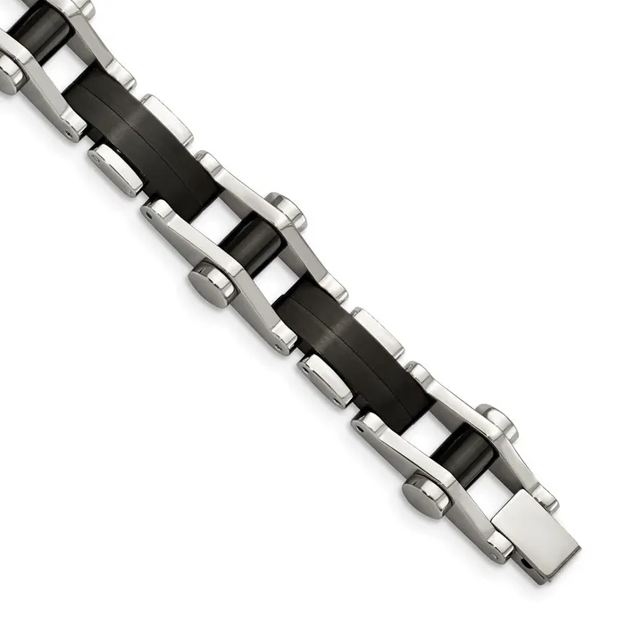 Bracelets TreasureFineJewelers Chisel Stainless Steel Polished Black IPplated 8 inch Bracelet Bracelets TreasureFineJewelers Chisel Stainless Steel Polished Black IPplated 8 inch Bracelet