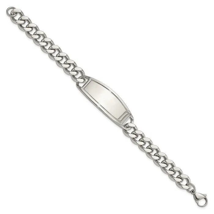 Bracelets TreasureFineJewelers Chisel Stainless Steel Polished Curb Chain 85 inch ID Bracelet