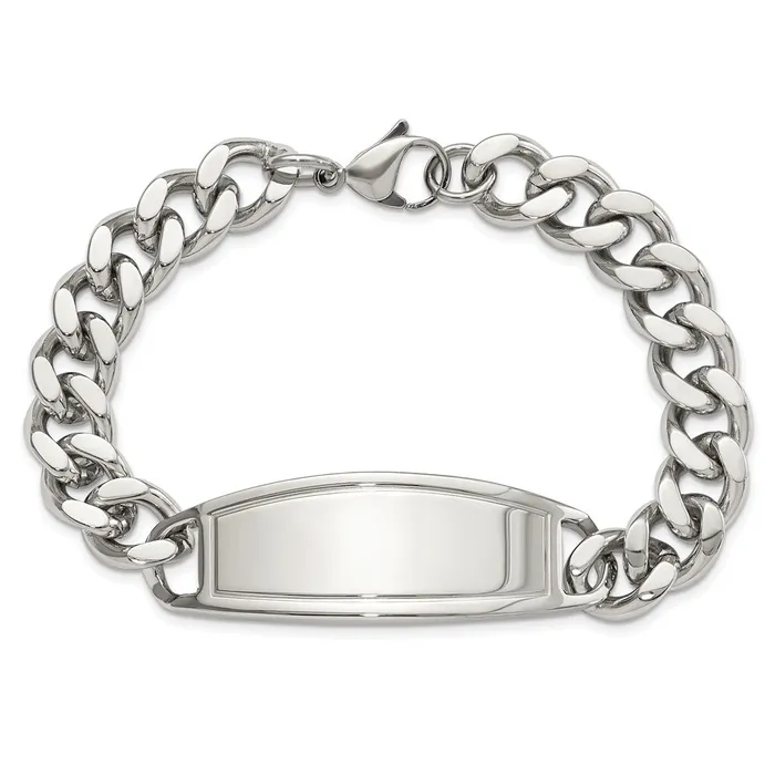 Bracelets TreasureFineJewelers Chisel Stainless Steel Polished Curb Chain 85 inch ID Bracelet