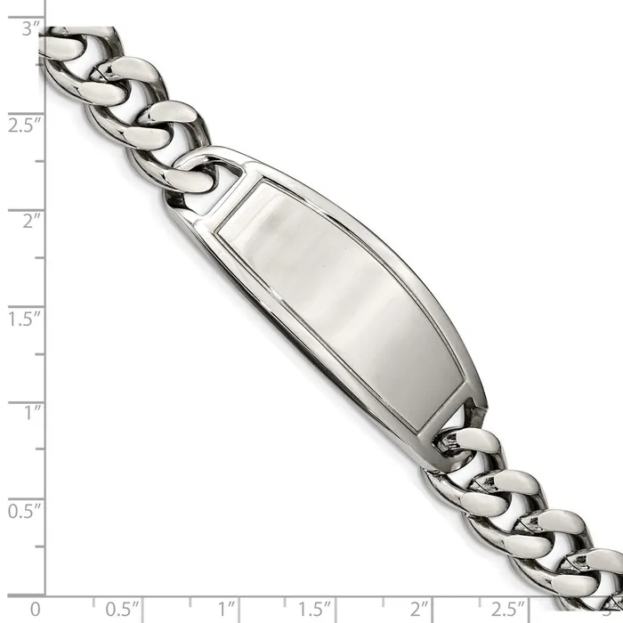 Bracelets TreasureFineJewelers Chisel Stainless Steel Polished Curb Chain 85 inch ID Bracelet
