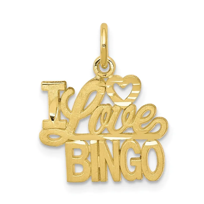 Charm Necklaces 10K I LOVE BINGO Charm TreasureFineJewelers