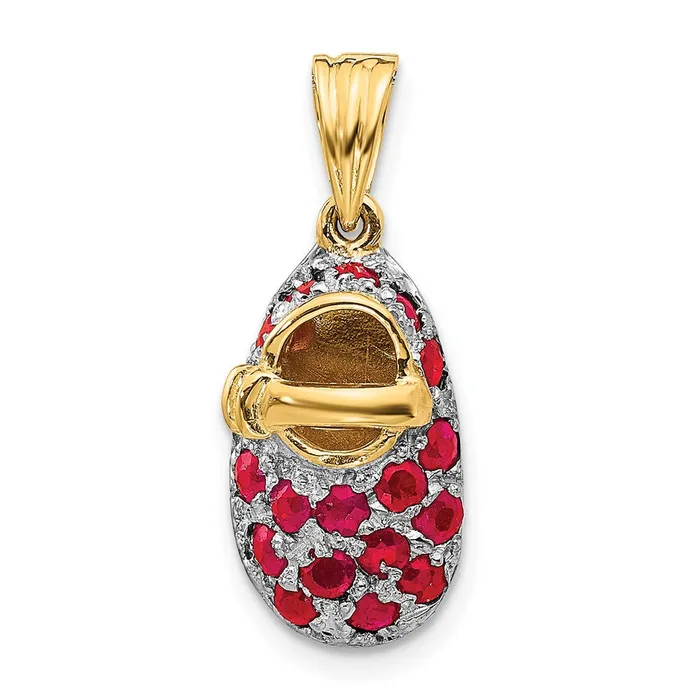 Charm Necklaces 14k Ruby Baby Shoe Charm TreasureFineJewelers