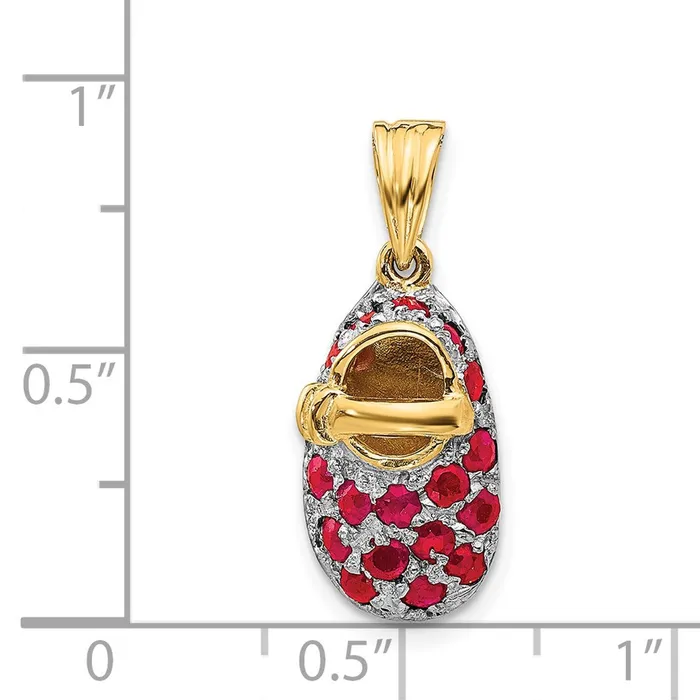 Charm Necklaces 14k Ruby Baby Shoe Charm TreasureFineJewelers