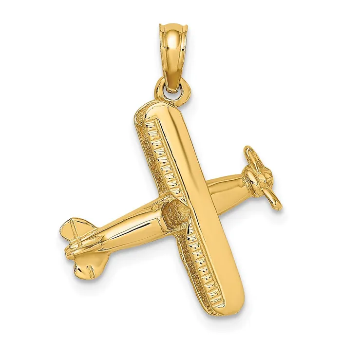 Charm Necklaces TreasureFineJewelers 14k 3D BiPlane Charm