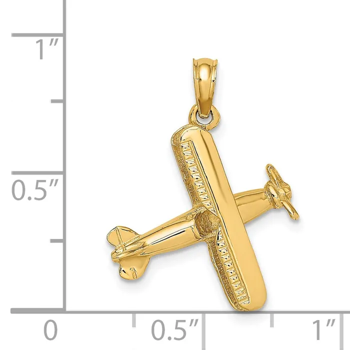 Charm Necklaces TreasureFineJewelers 14k 3D BiPlane Charm
